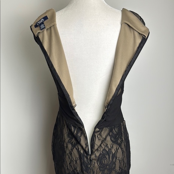 Chaps Black Lace Overlay Sheath Midi Dress - Picture 7 of 16